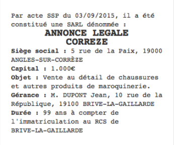 annonce legale correze